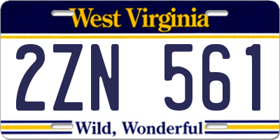 WV license plate 2ZN561