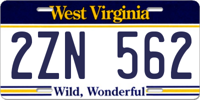 WV license plate 2ZN562