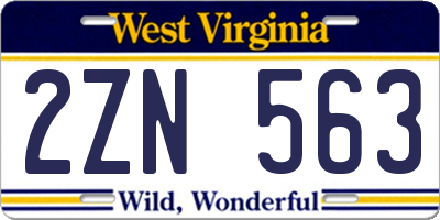 WV license plate 2ZN563