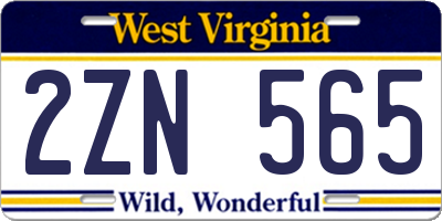 WV license plate 2ZN565