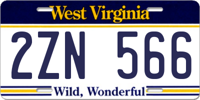 WV license plate 2ZN566