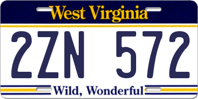 WV license plate 2ZN572