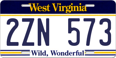 WV license plate 2ZN573