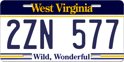 WV license plate 2ZN577