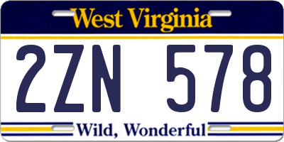 WV license plate 2ZN578