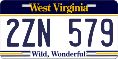 WV license plate 2ZN579