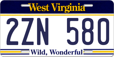 WV license plate 2ZN580