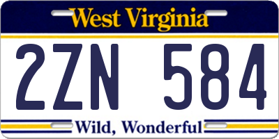 WV license plate 2ZN584