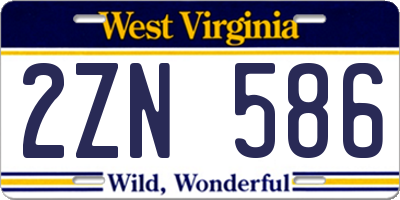 WV license plate 2ZN586