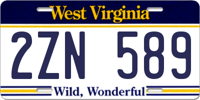 WV license plate 2ZN589