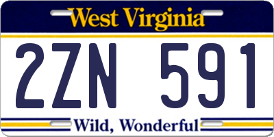 WV license plate 2ZN591