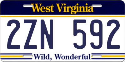 WV license plate 2ZN592