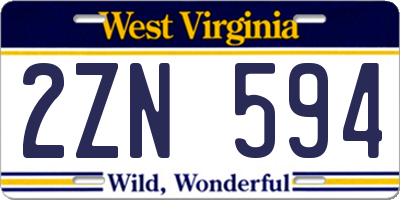 WV license plate 2ZN594
