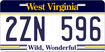 WV license plate 2ZN596