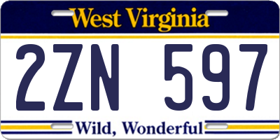 WV license plate 2ZN597