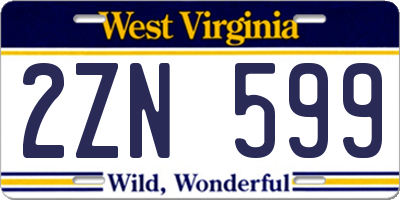 WV license plate 2ZN599