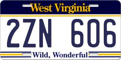WV license plate 2ZN606