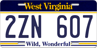 WV license plate 2ZN607