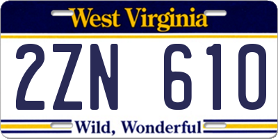 WV license plate 2ZN610