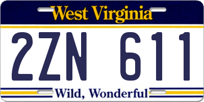 WV license plate 2ZN611