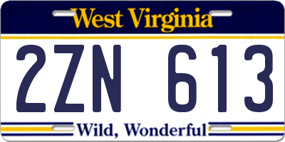 WV license plate 2ZN613