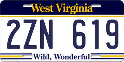 WV license plate 2ZN619