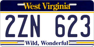 WV license plate 2ZN623