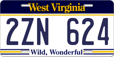 WV license plate 2ZN624
