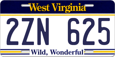 WV license plate 2ZN625