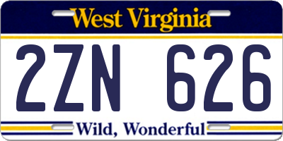 WV license plate 2ZN626