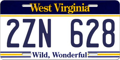 WV license plate 2ZN628