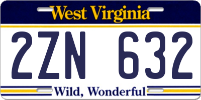 WV license plate 2ZN632