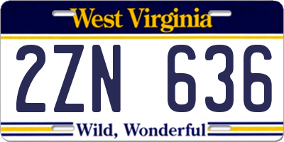 WV license plate 2ZN636