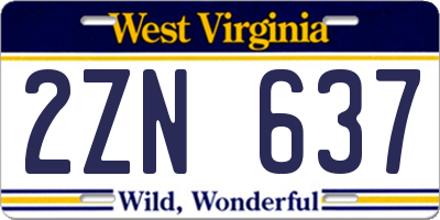 WV license plate 2ZN637