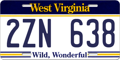 WV license plate 2ZN638