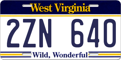 WV license plate 2ZN640