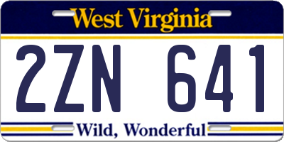 WV license plate 2ZN641