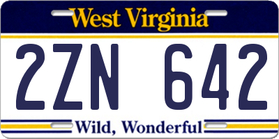 WV license plate 2ZN642