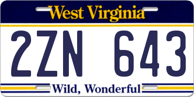 WV license plate 2ZN643