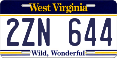WV license plate 2ZN644
