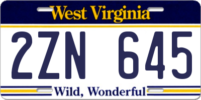 WV license plate 2ZN645