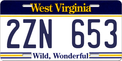 WV license plate 2ZN653