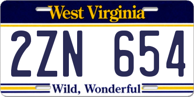 WV license plate 2ZN654