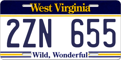 WV license plate 2ZN655