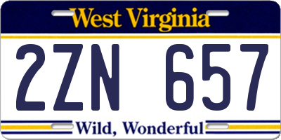 WV license plate 2ZN657