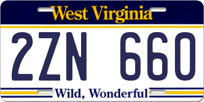 WV license plate 2ZN660