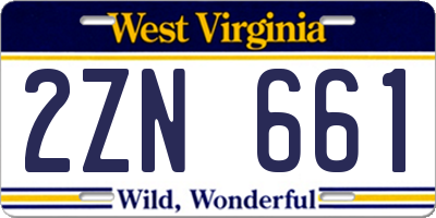 WV license plate 2ZN661