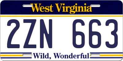 WV license plate 2ZN663
