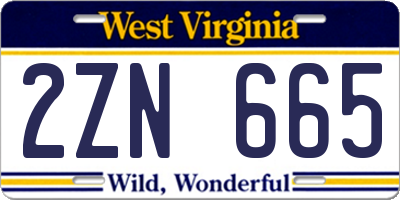 WV license plate 2ZN665