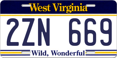 WV license plate 2ZN669